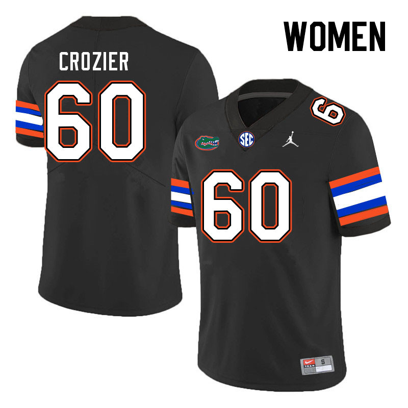 Women #60 Jackson Crozier Florida Gators College Football Jerseys Stitched-Black - Click Image to Close